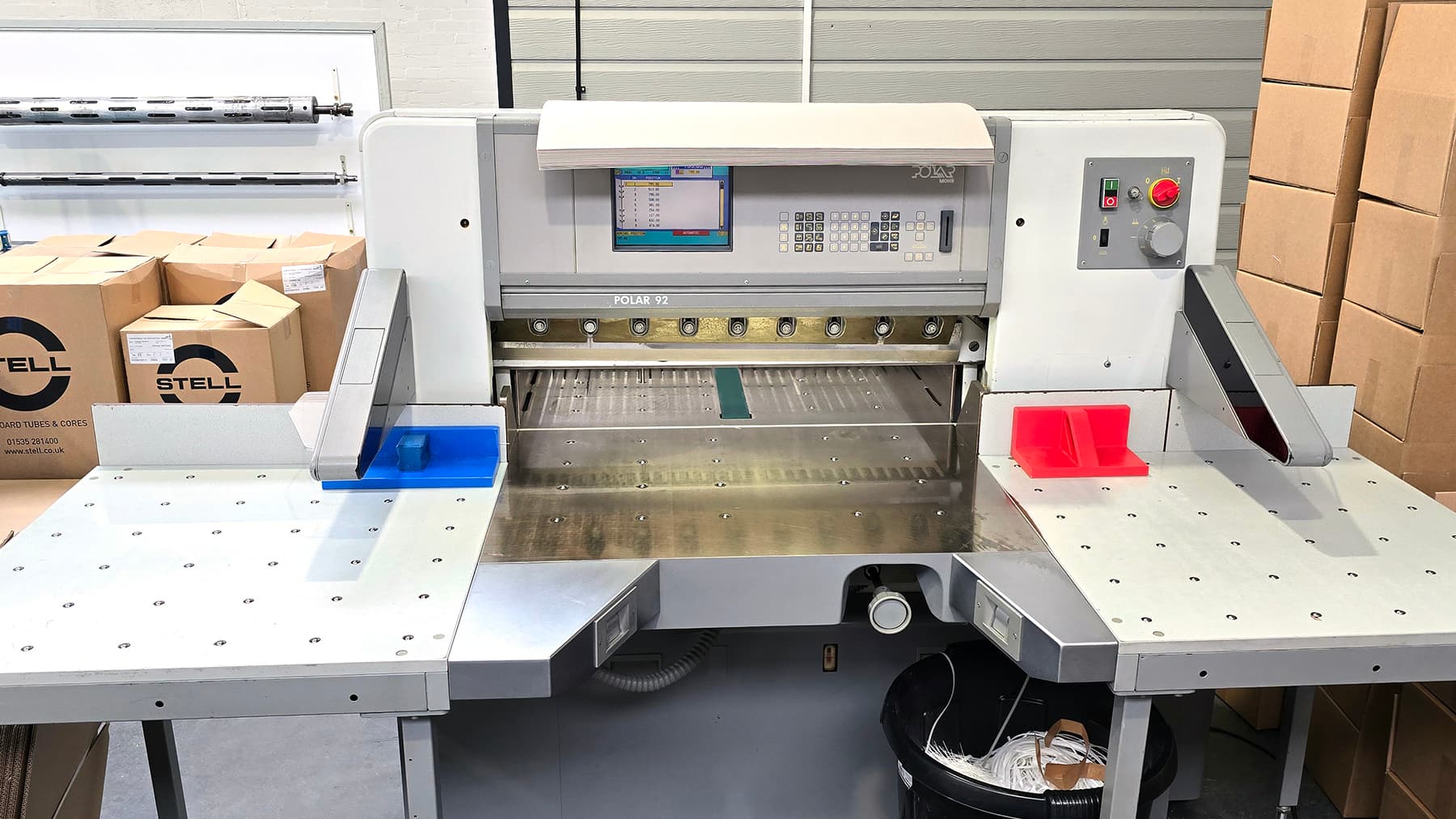 Polar 92 precision paper cutter operating in Linwood’s production facility.